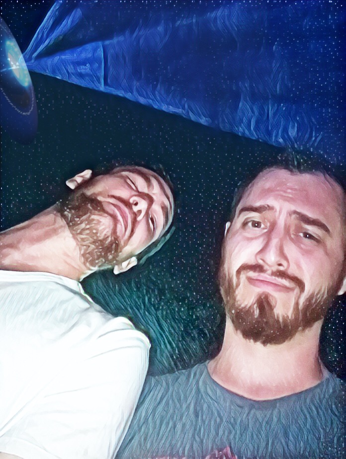 Blake and Brandon selfie with UFO